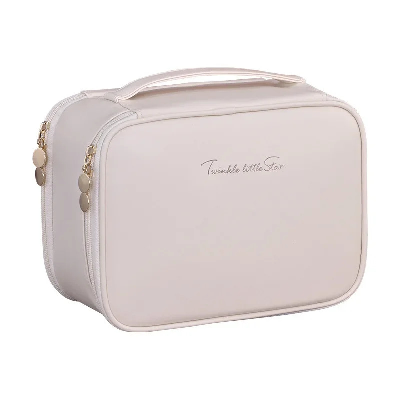 Double-layered cosmetic bag portable partition jewelry storage bag Large Capacity travel essential cosmetics organizer 250731