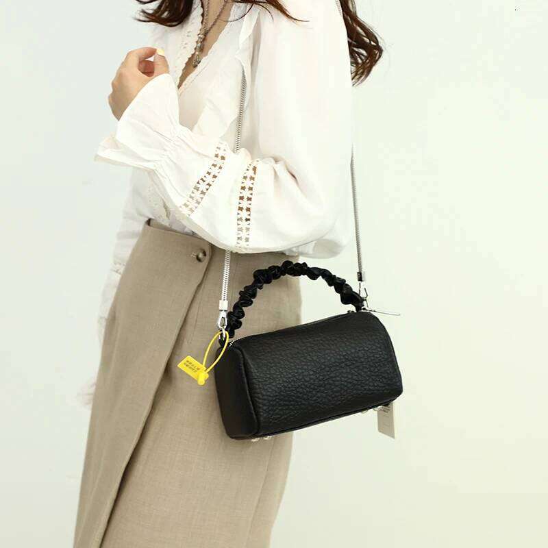 Brand 100%Cow Fashion Chain Women Shoulder Crossbody Tote New Designer Solid Color Genuine Leather Female Simply Handbag