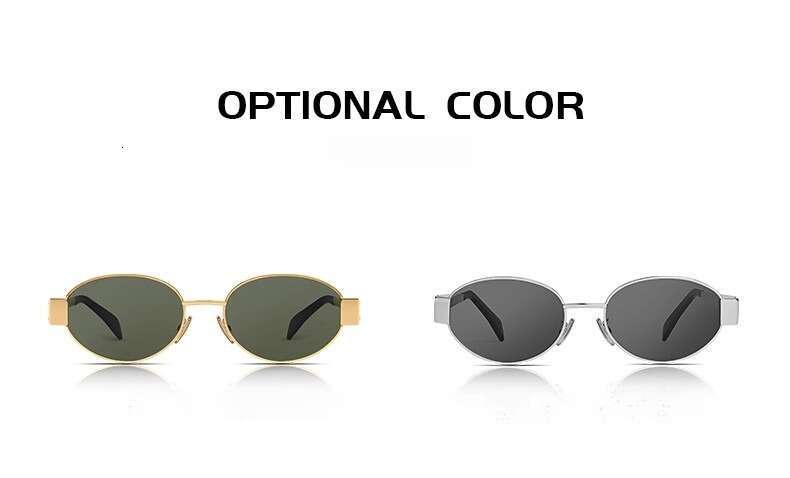 DHcollections Vintage Triumph Sunglasses UV400 Gold Frame, Oval Retro Shades for Women, Face-Slimming Design (Green/Black Lenses)