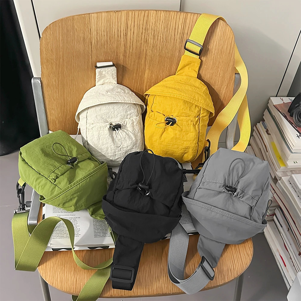 Summer Outdoor Lightweight Crossbody Bag for Men and Women Brown Canvas Chest Bag Sports Phone Bag 250731