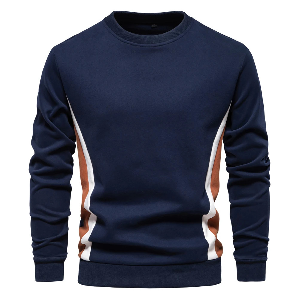 AIOPESON Mens Patckwork Cottonblend Crew Neck Sweatshirts Fashion Casual Sport Round Pullover Sweatshirt for Men 250729
