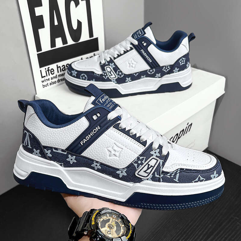 DHgadgets Korean Style Fashion White Sneakers for Men Versatile Comfortable Thick-Soled New Casual Sports Board Trendy Men's Shoes