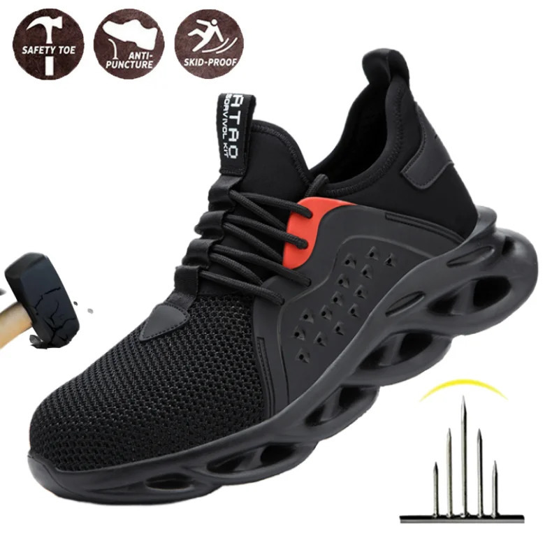 Steel Toe Safety Shoes Men Anti-Puncture Anti-Smash Non Slip Industrial Work Boots Lightweight Breathable Sport Shoes Safety Pro 250731