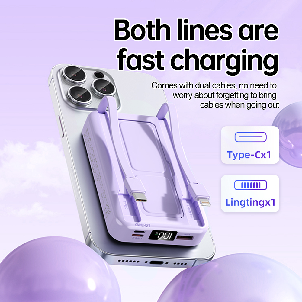 Winsway 10000mAh Foldable Magnetic Power Bank with Stand, 22.5W Two-Way Fast Charging, 15W Magnetic Charging, Includes USB/Type-C Cable, HD LED Displa