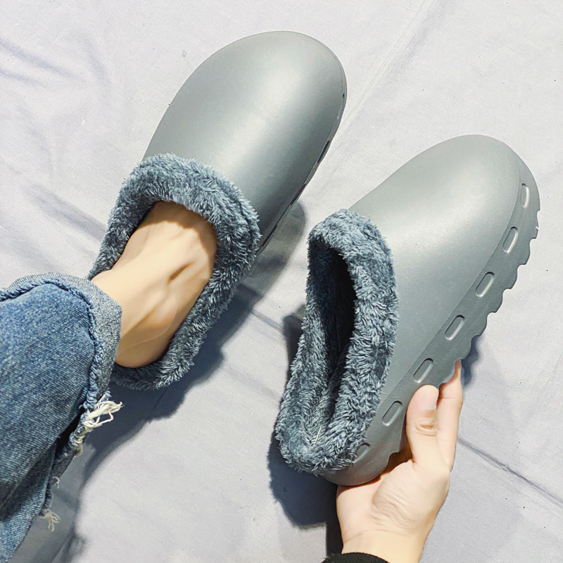 Lanjia- 2025 New Designer Winter Wool-Lined Men's Slippers, Large-Sized Thick-Soled For Women, Fashionable And Warm Indoor Family Cartoon Cotton 