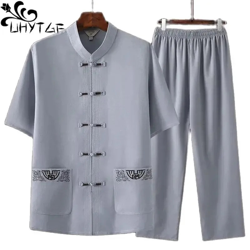 Tang Suit Summer Mens Clothes Chinese Style ShortSleeved Suit Casual Fashion Cotton Linen Shirt Pants 2piece Set Male 576 250724