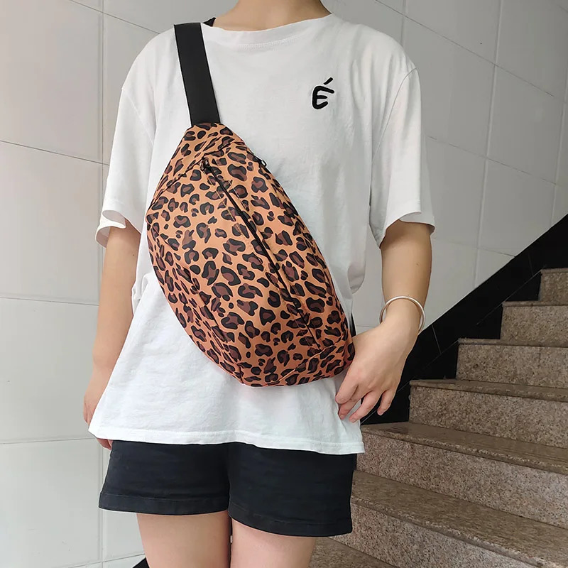 Fashion Leopard Print Waist Bag Street Trend Fanny Pack Woman Chest Packs Nylon Belt Bag Female Shoulder Crossbody Bags 250731
