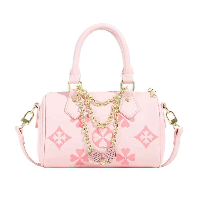 DHessentials Women's Boston Bag Full Matching Leather Crossbody Pillow, Equipped with Polyurethane Lining and Chain Decoration, Suitable for Comm
