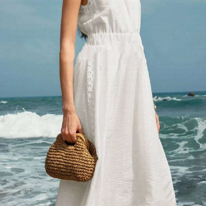 Hollow Out Tote Bags For Women Designer Handbag Purse New Weave small Shoulder Straw Beach Bag