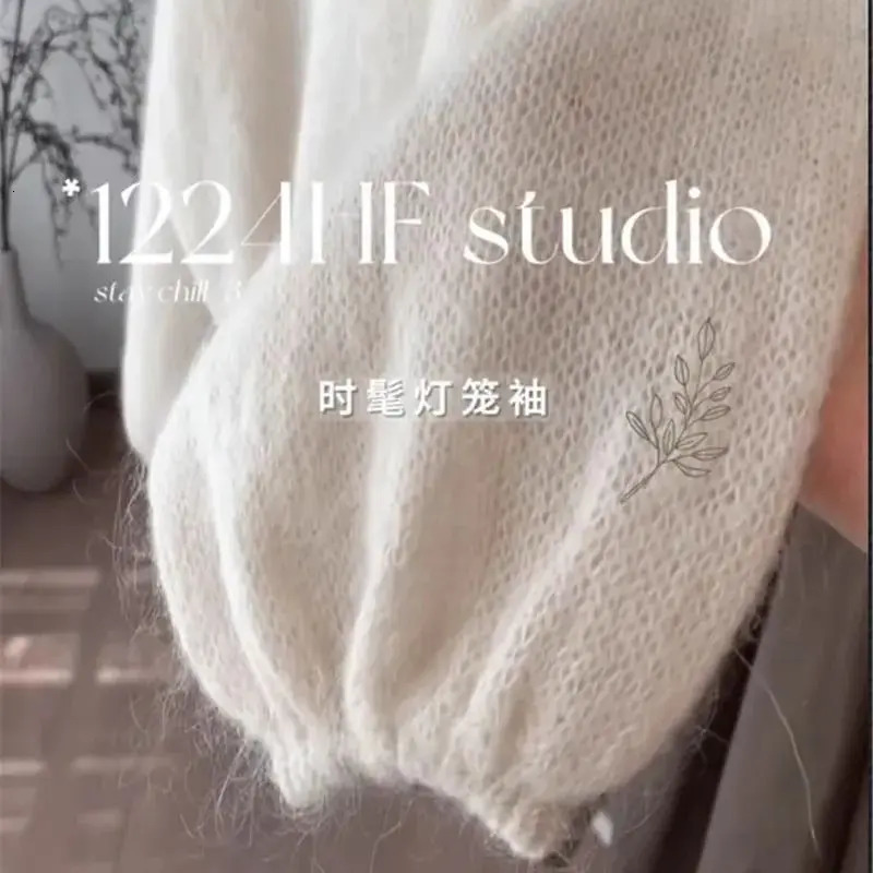Limiguyue Gentle Loose Wool Sweater Women Elastic Hem Mohair Knit Pullover Versatile Lantern Sleeve Knitwears Spring Autumn F722 250731