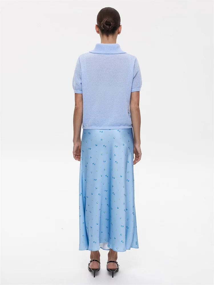 Tossy Casual Short Sleeve Knit Pullover For Women Lapel Patchwork SeeThrough Solid Commute Hollow Out Knitwear Sweater 250731