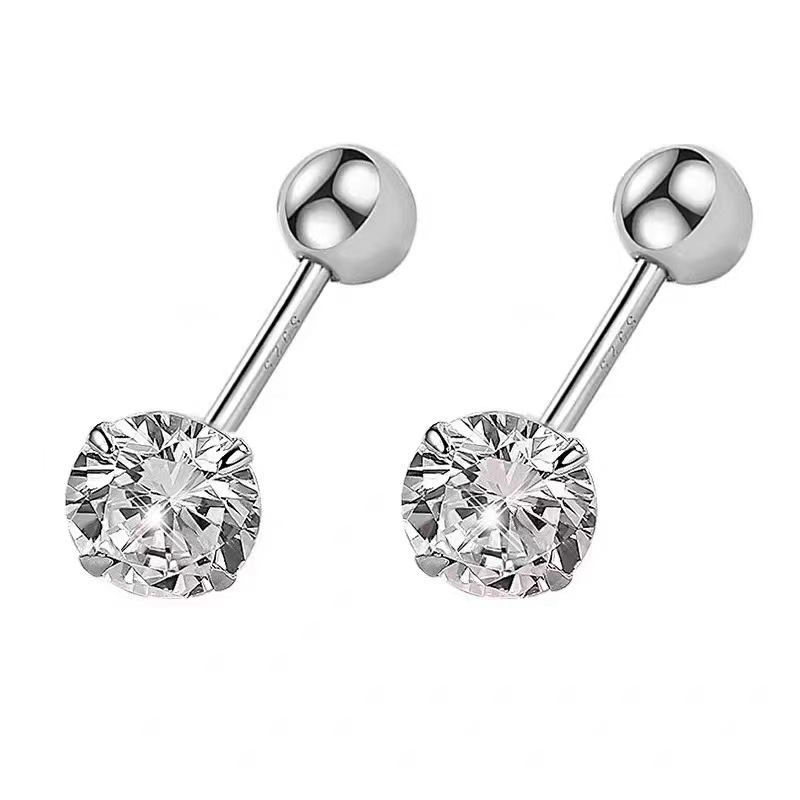 2025 Choucong Ins Top Sell Stud Earrings Simple Fashion Jewelry 999 Sterling Silver Round Cut Lab Moissanite Diamond Screw Women Wedding Earring Gift