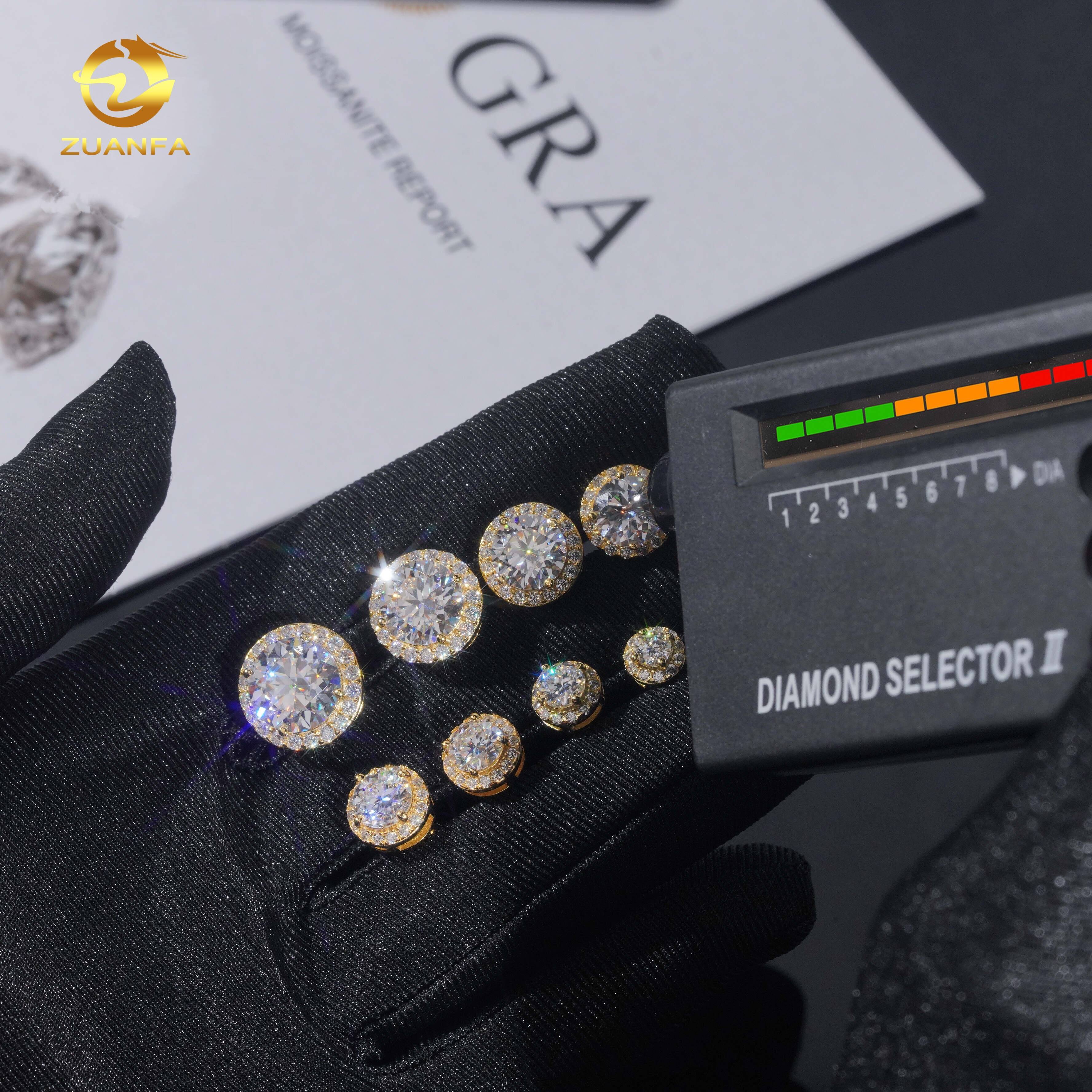 Hot Selling Fashion Style 5mm to 9mm 925 Silver Hip Hop Iced Out Jewelry Moissanite Diamond VVS Shining Stud Earring Unisex Gift