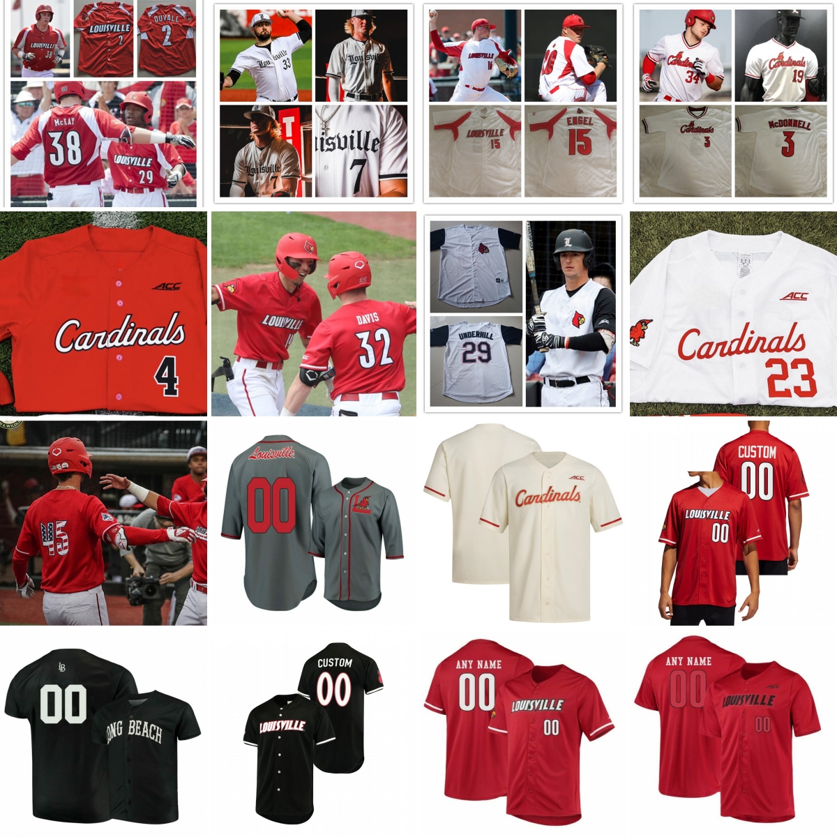 Custom S-6XL 2025 Louisville College Cardinals Baseball Jerseys Any Name Any Number All Stitched White grey Blue Jersey