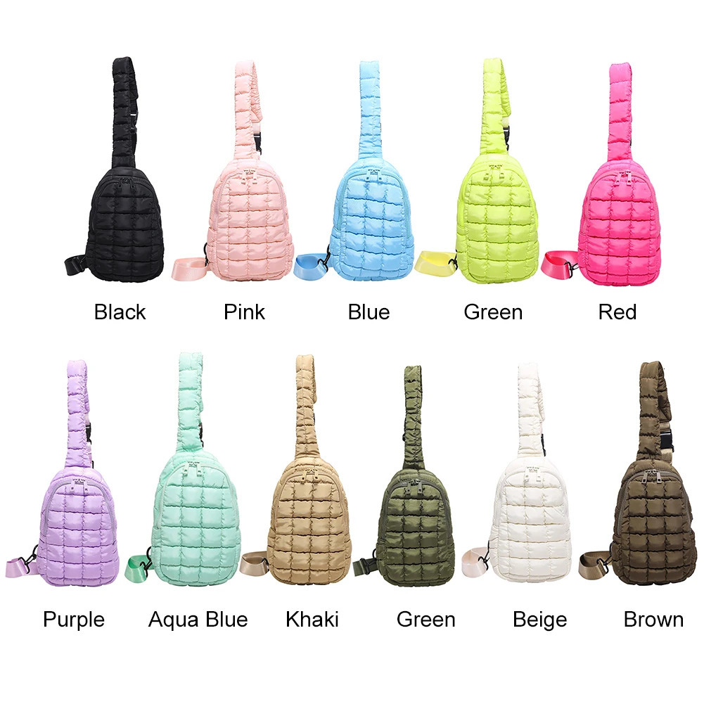 Women Quilted Chest Bag Travel Fanny Pack Zip Closure Simple Shoulder Bag Adjustable Strap Casual Waist Pack Outdoor Travel Bag 250731