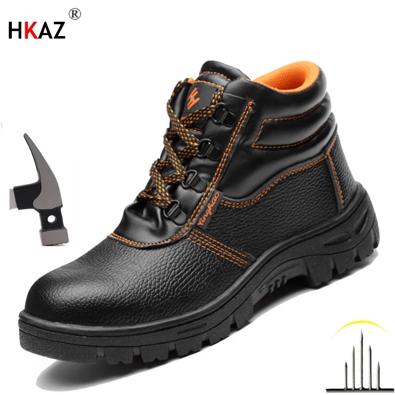 Men Leather Safety Shoes Steel Toe Puncture-proof Indestructible Shoes Work Boots Construction Work Protective Shoes G210 250731
