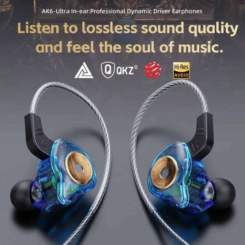 Original 3.5MM With Mic QKZ AK6Ultra HiFi Wired Earphone In Ear Monitor Headphone Bass Stereo Dynamic Headset Sport Race Earbuds