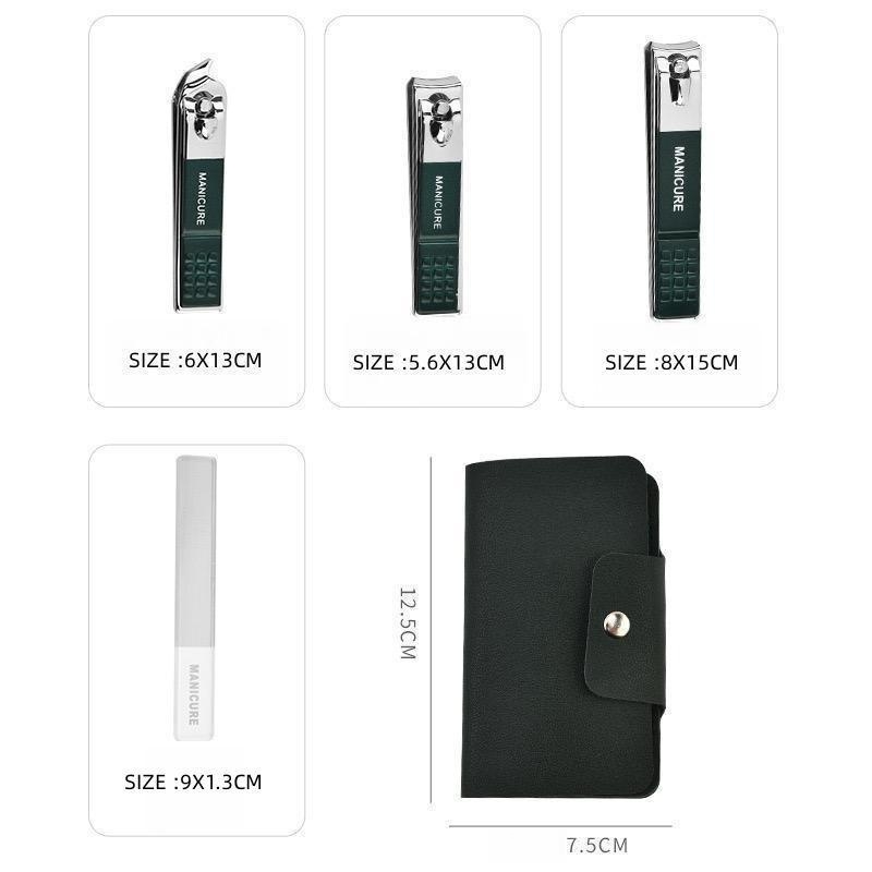 Elegant Multi-functional Manicure Kit: Expertly Crafted Toolset Inside a Stylish Leather Holder