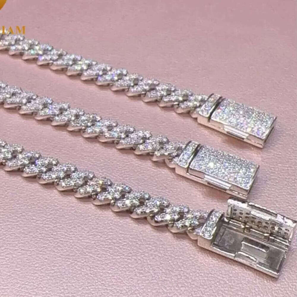 Fashion Hip Pop Jewelry 6mm Width Sier Plated Iced Out Cubic Zirconia Brass Cuban Link Chain Bracelet