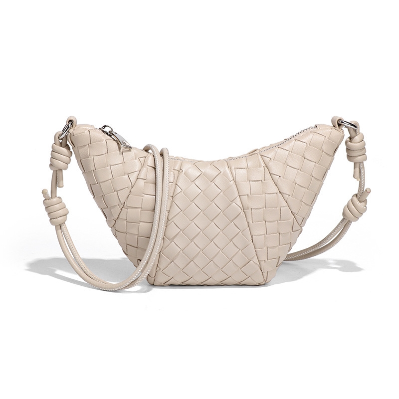 2025 Women's bags with niche designs hand - made high - end woven cross - body croissant bags single - shoulder cross - body small square bags