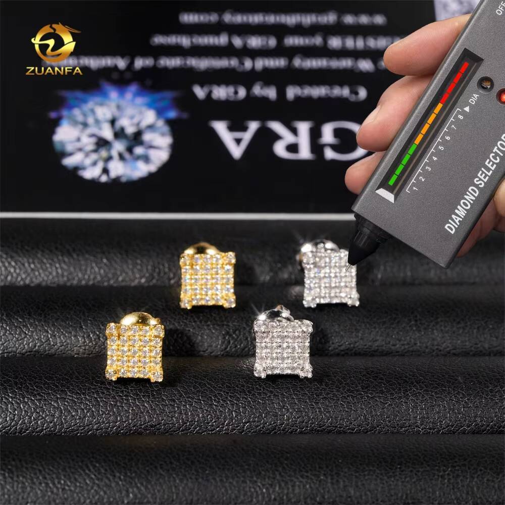 Fine Jewelry High Quality Designer 18k Gold Plated Iced Out 925 Sterling Silver Jewelry Stud Earrings