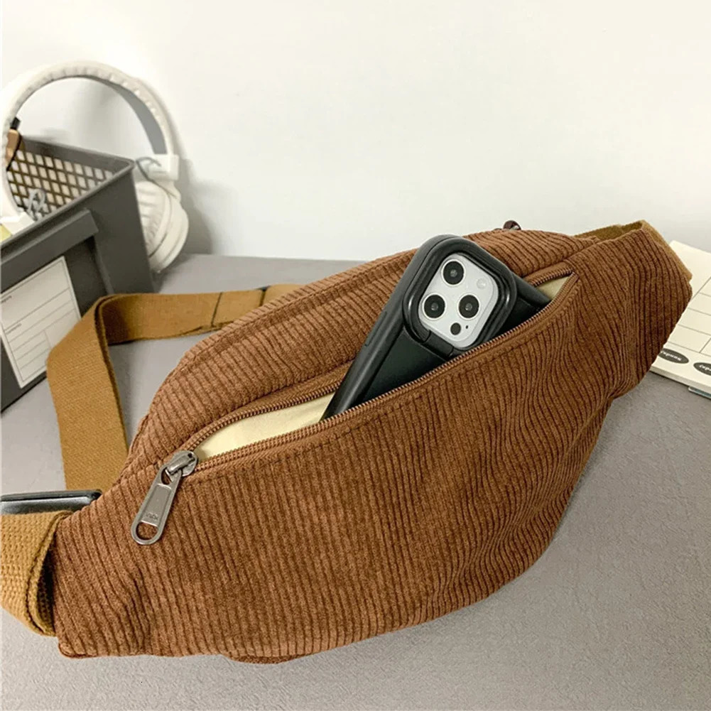Corduroy Chest Bag for Women Banana Shoulder Bag Winter Cross Body Hobo Dumpling Waist Bag Fanny Pack Handbags Purse Womens Bag 250731