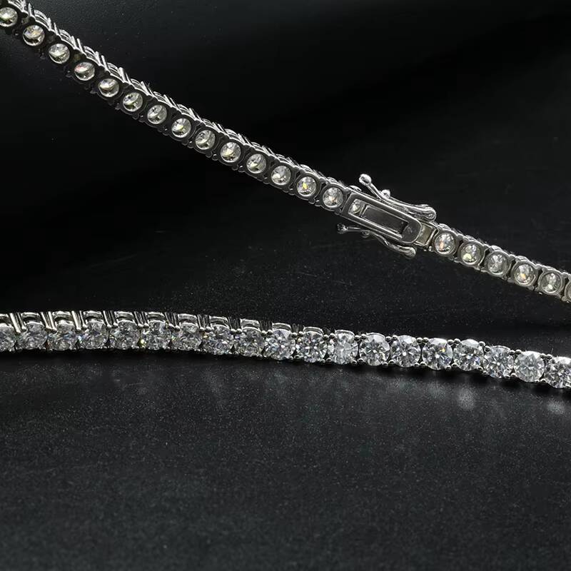 Factory Customize 925 Sterling Silver With Gold Plated 5mm Moissanite Necklace Tennis Chain Hip Hop Tennis Necklace for Men