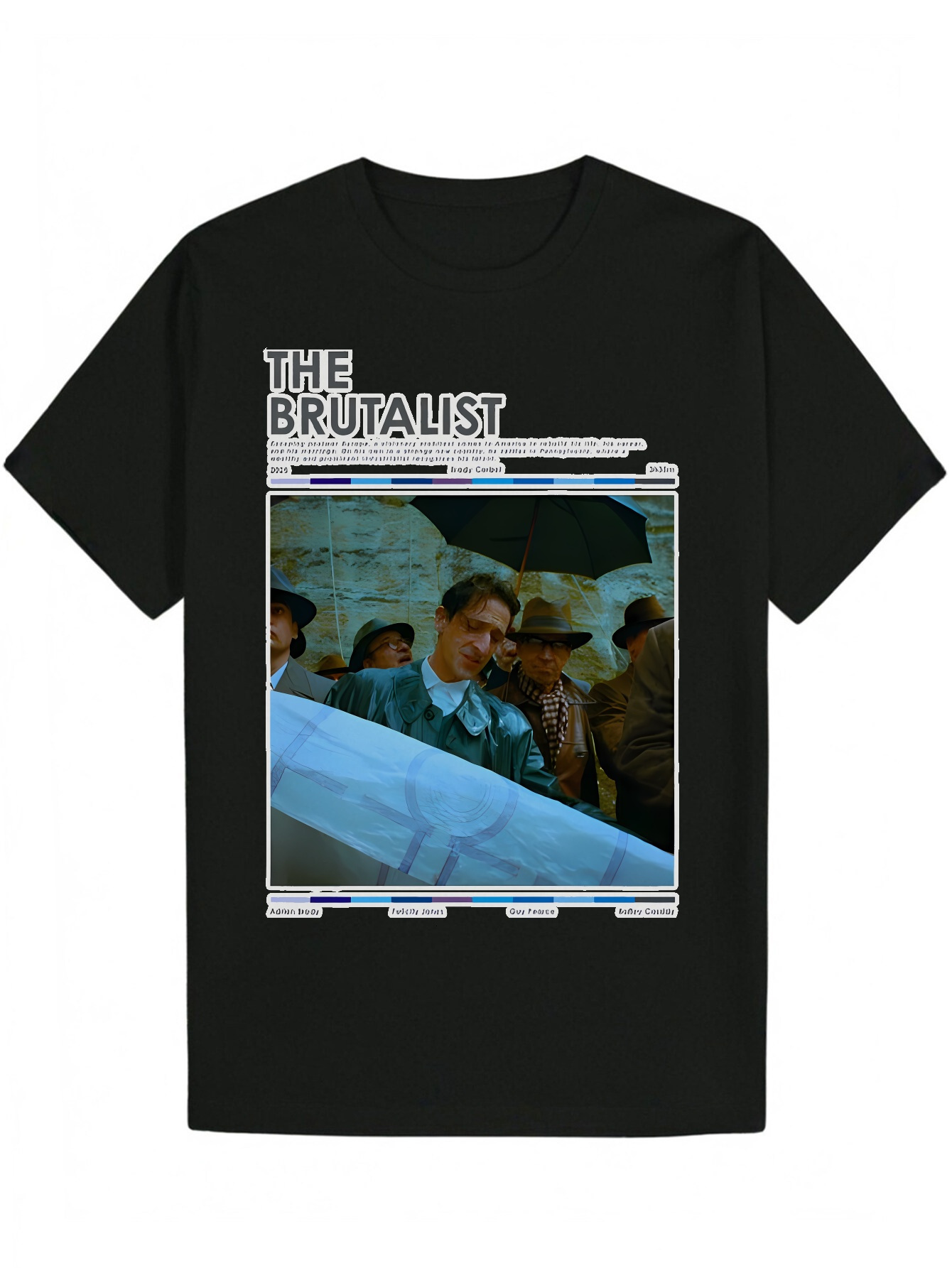 Men's Summer Round Neck Polyester Pattern Printed T-Shirt - Black, Featuring 'THE BRUTALIST' Design, Lightweight and Breathable, Suitab