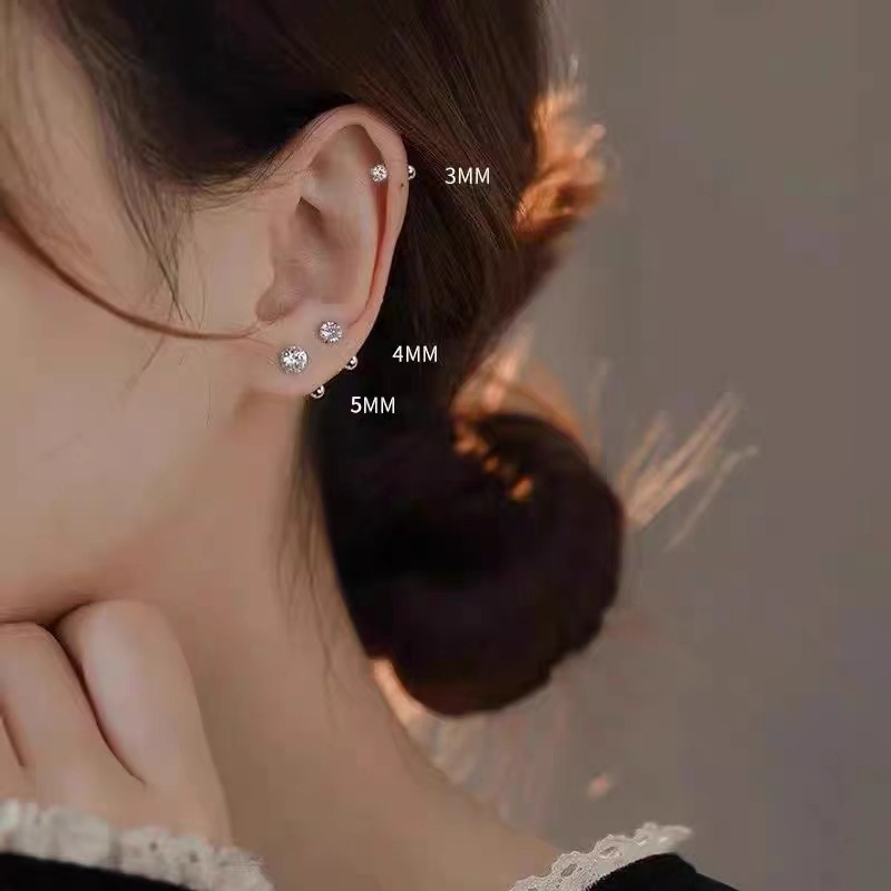 2025 Choucong Ins Top Sell Stud Earrings Simple Fashion Jewelry 999 Sterling Silver Round Cut Lab Moissanite Diamond Screw Women Wedding Earring Gift
