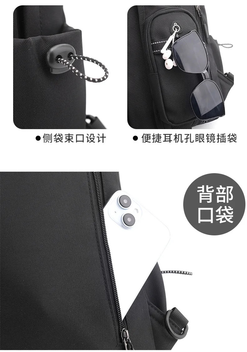 Fashion Casual Sling Chest Bag Backpack for Man Waterproof Oxford Shoulder Bag with Phone Pocket Crossbody Hiking Travel Gym Bag 250731