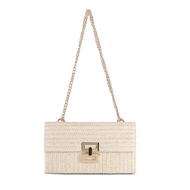 2025 New Vacation Style Multi-compartment Chain Flap Twist Designer Tote Purse Woven Shoulder Cross-border Women's Bag