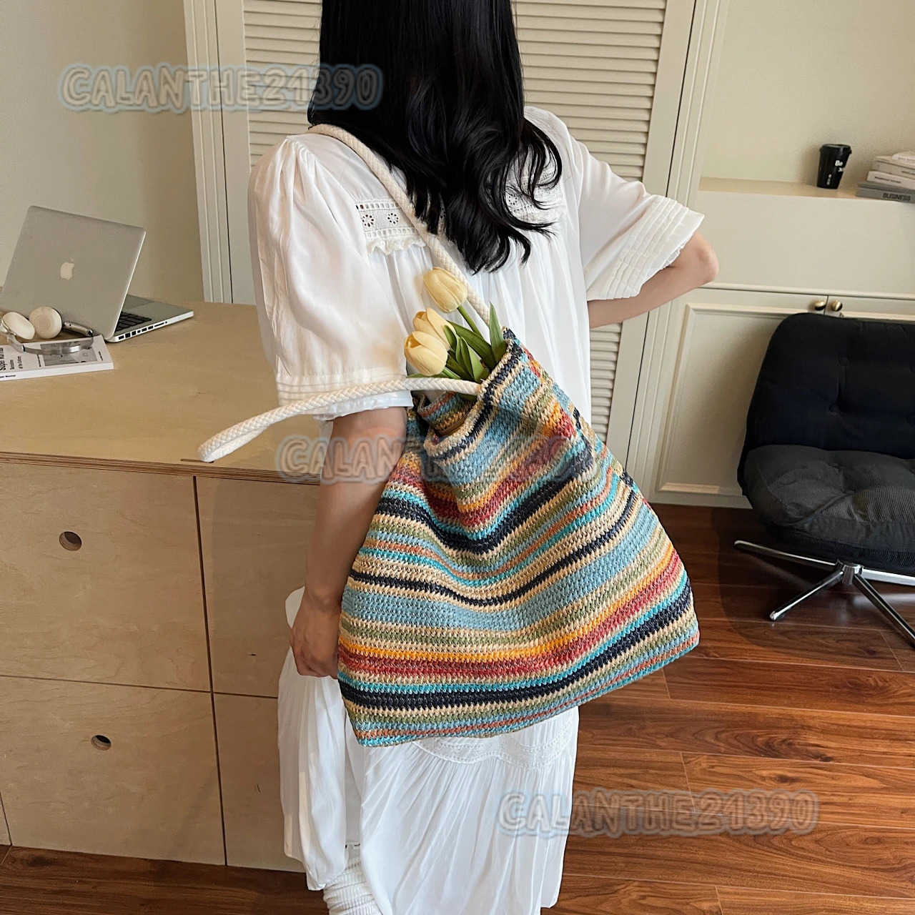 2025 Summer New Arrival Cross-border Woven Tote Bag Large-capacity Lightweight Straw Weave Beach Bag Womens Shoulder/underarm h H250801
