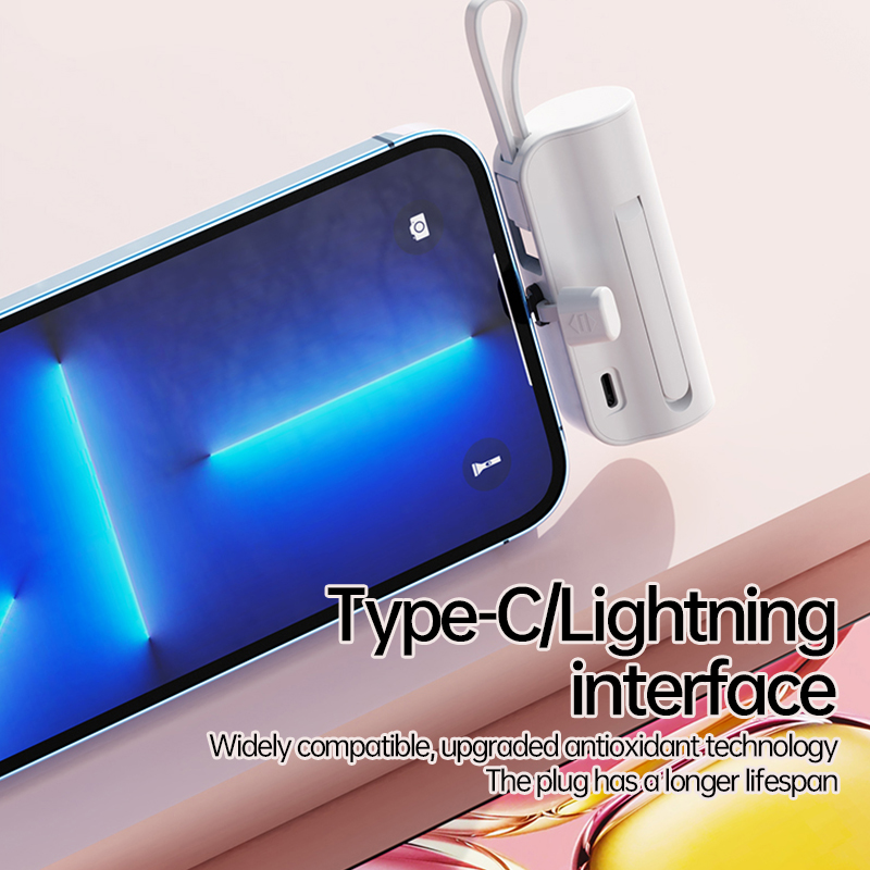 Winsway Mini Capsule Power Bank 5000 mAh Fast Charging Mobile Phone Foldable Stand Charger with Type-C Data Cable Dual Ports Can Charge Two Devices Si