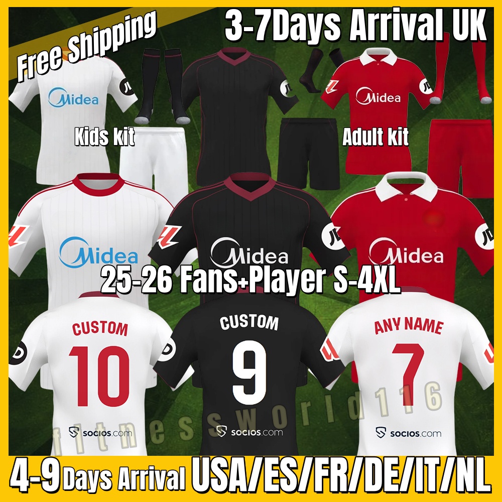 xxxl 4xl 2025 2026 Sevilla football jersey soccer jersey 25 26 New style sevilla jersey ISAAC Spain SERGIO RAMOS SOW FC PEQUE EJUKE Men Fans Player Home sevilla fc S-4XL