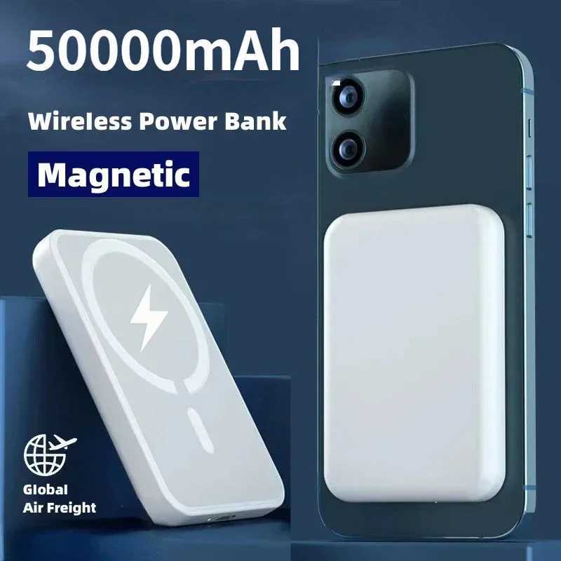 New 50000mAh Magnetic Wireless Power Bank for iPhone 12 13 14 15 Pro Max Portable Charger External Auxiliary Battery Pack S250801