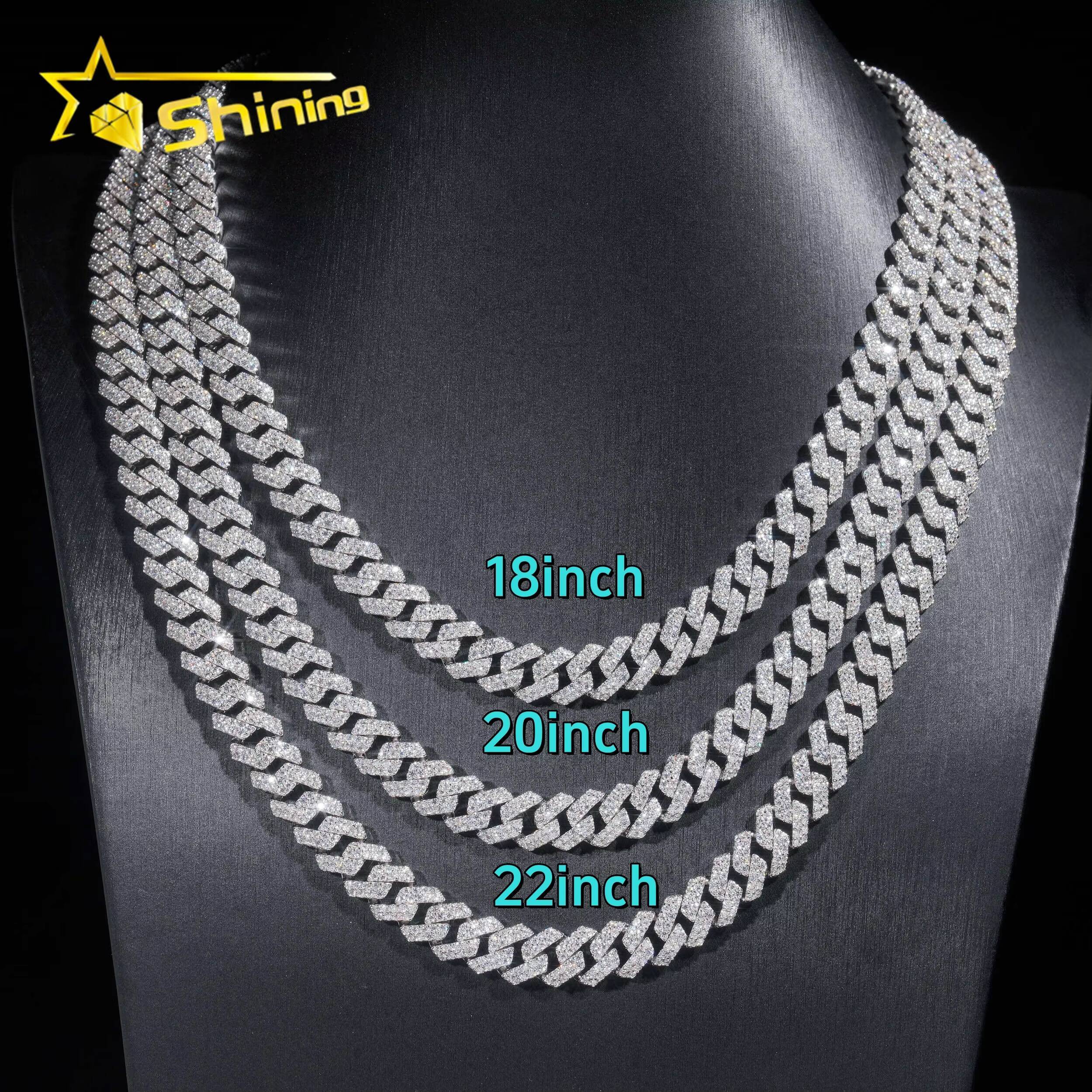 Local Stock Fast Shipping 10mm 925 Silver Iced Out Hip Hop GRA Certificate Moissanite Cuban Link Chain