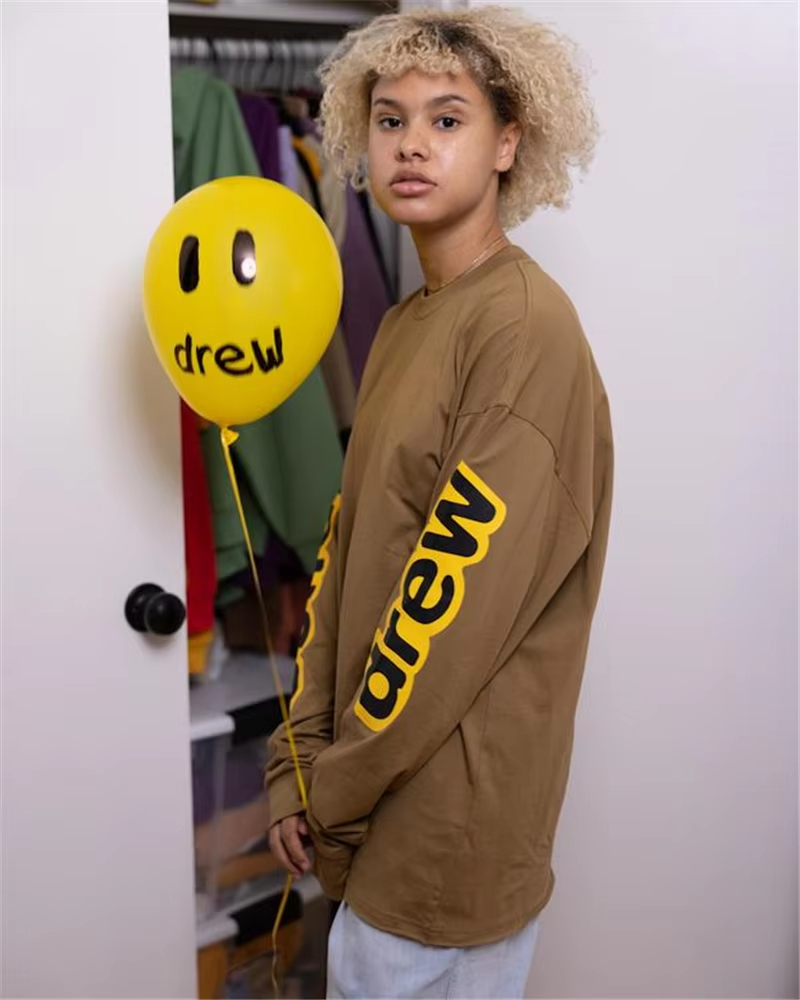 DREW HOUSE Hot Sale MMen's T-Shirts Printing logo T shirt men's and women's Trendy and best-selling new long-sleeved