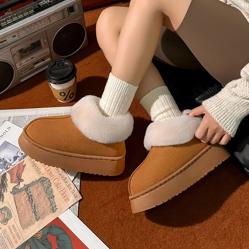 free shipping designer versatile autumn winter plush warm thick-soled solid color couple's comfortable cotton shoes for both men and women with e