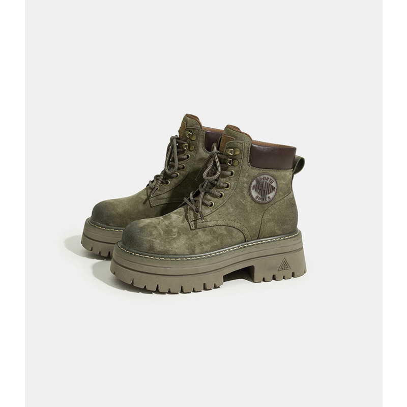 New Free Shipping designer boots for womens boots PINK green brown New Fashionable Internally raised leather thick soled Martin boots