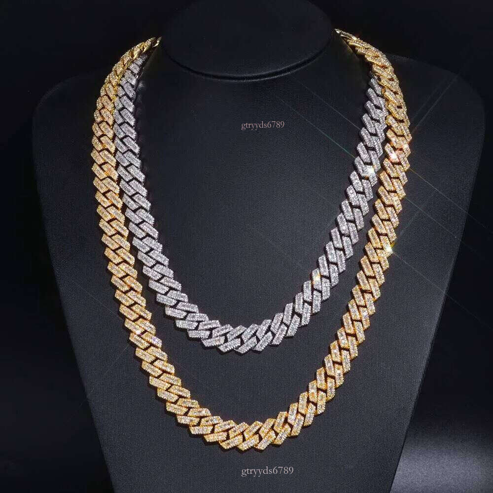 Top-quality morganite necklaceTwo Rows Pass Tester Iced Out Hip Hop VVVS1 Silicon Stone Cuban Chain NecklaceHip hop jewelry bracelet necklace