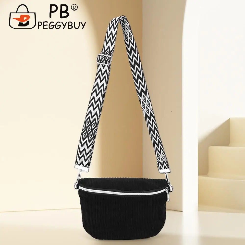 Bum Bag Corduroy Solid Shoulder Bag for Men Women with Adjustable Wide Strap Handbag Zipper Fanny Pack for Travel Workout 250731