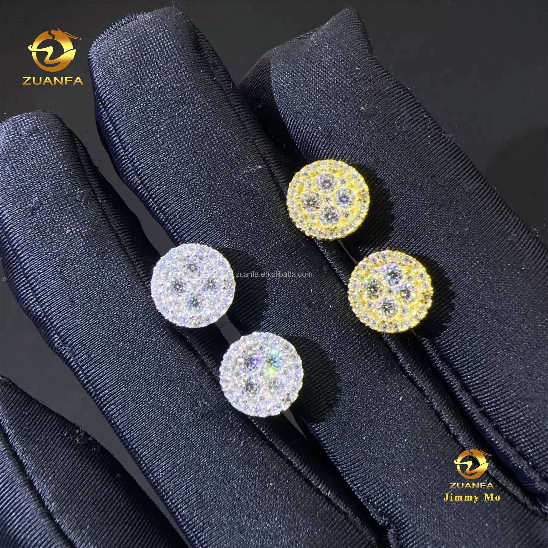 Best Selling Fashion Style Drop Shining Hip Hop Style 925 Silver Iced Out VVS1 Moissanite Diamond Stud Earrings Man Gift