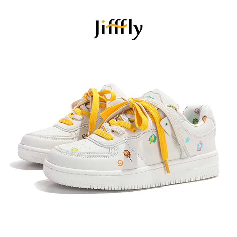 Jifffly Skateboard 2025 New Summer White Shoes for Girls Students with Thick Sole and Versatile Style