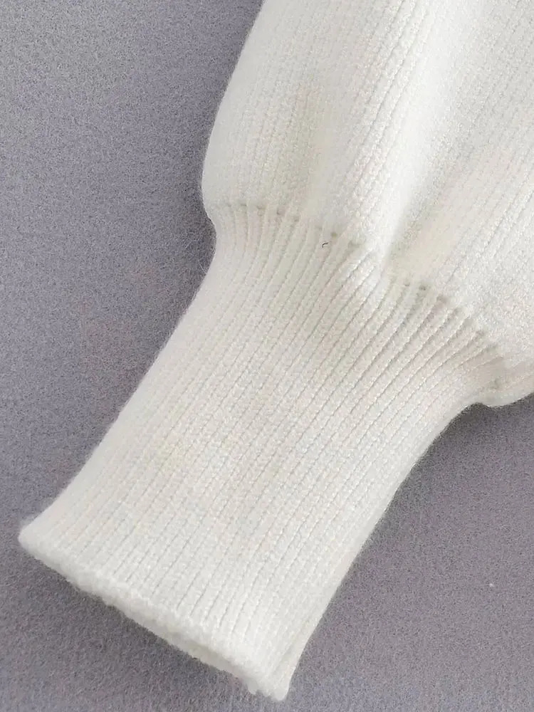 TRZA Women Fashion Loose Knit Halterneck Sweater Sexy Off Shoulder Long Sleeve Female Pullovers Chic Tops 250731