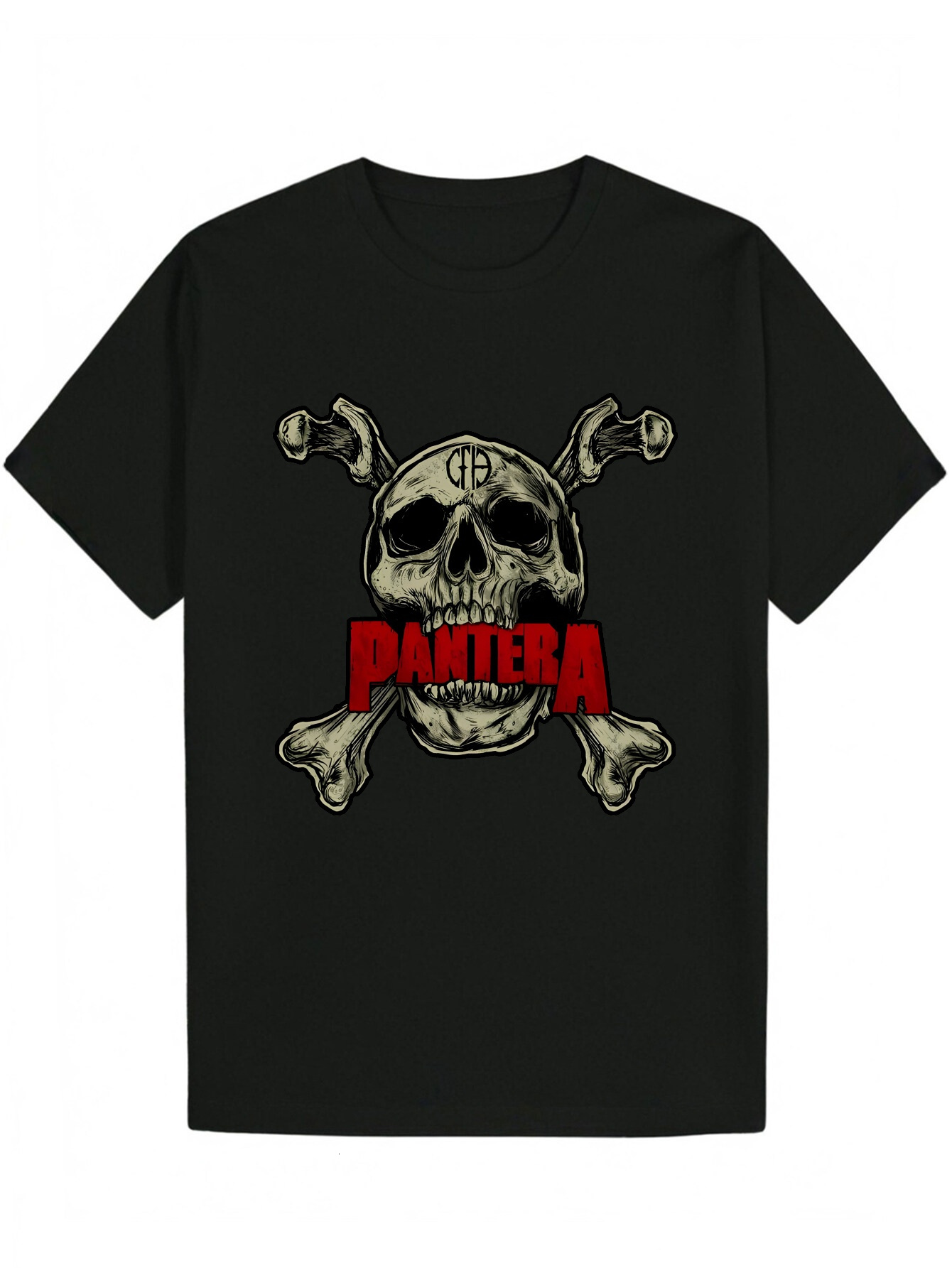 Men's Summer Casual Round Neck Polyester T-Shirt with Skull Regular Fit, Slightly Stretchy Fabric, Portrait Pattern, Suitable for Me
