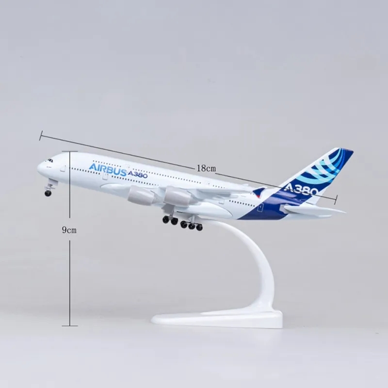 20CM Toys Airplane Airbus A380 Plane Model 380 Prototype Metal Miniature Plane Aviation Collection Gift Toy for Boy