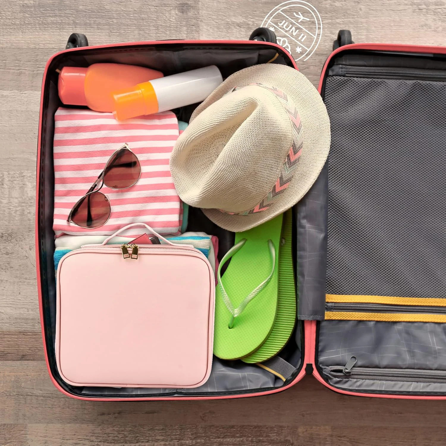 Makeup Bag with Mirror and Light Large Travel Train Case Cosmetic Organizer Portable Storage with Adjustable Dividers for Gifts 250731