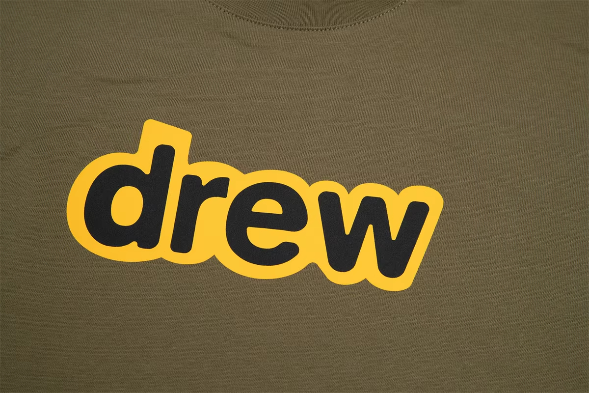 DREW HOUSE Hot Sale Olive green letters print logo T shirt men's and women's printed loose short sleeve T-shirt