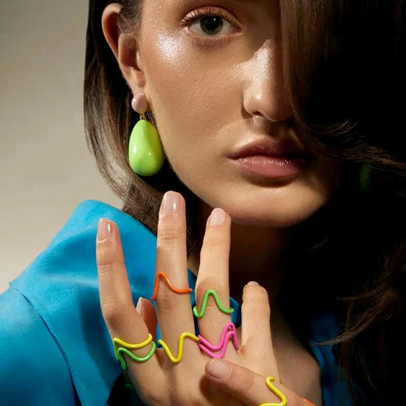 Colored enamel waterdrop dangle earrings for women colorful long earrings summer beach holiday dopamine jewelry 250730