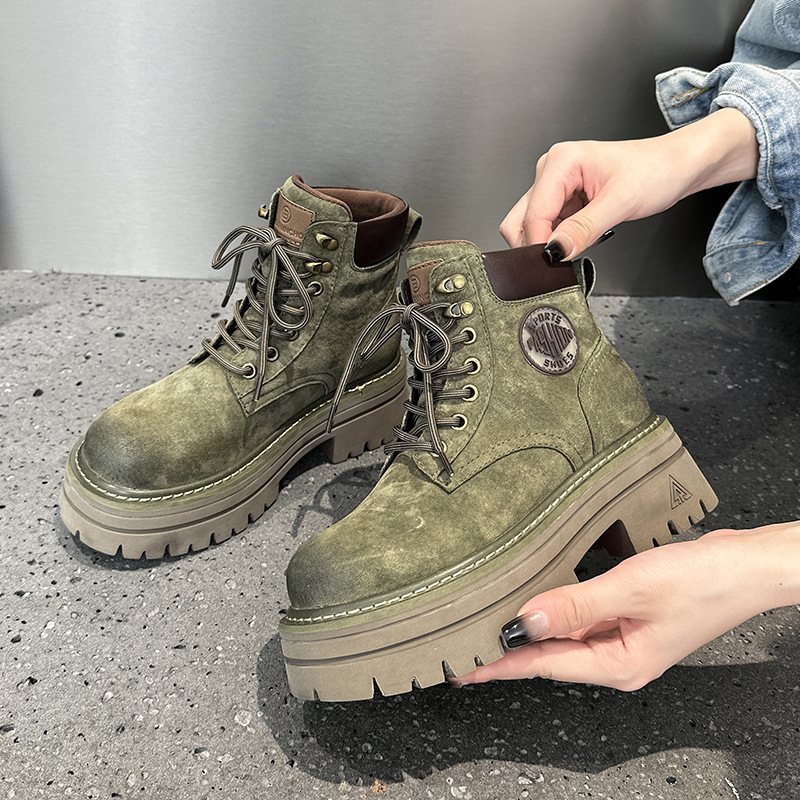 New Free Shipping designer boots for womens boots PINK green brown New Fashionable Internally raised leather thick soled Martin boots